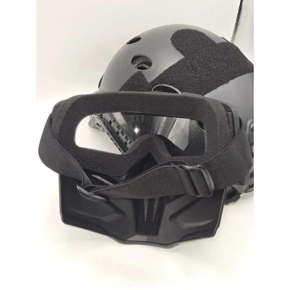 Tactical Airsoft Helmet w/ Face Mask Goggles Black Open Box Brand New